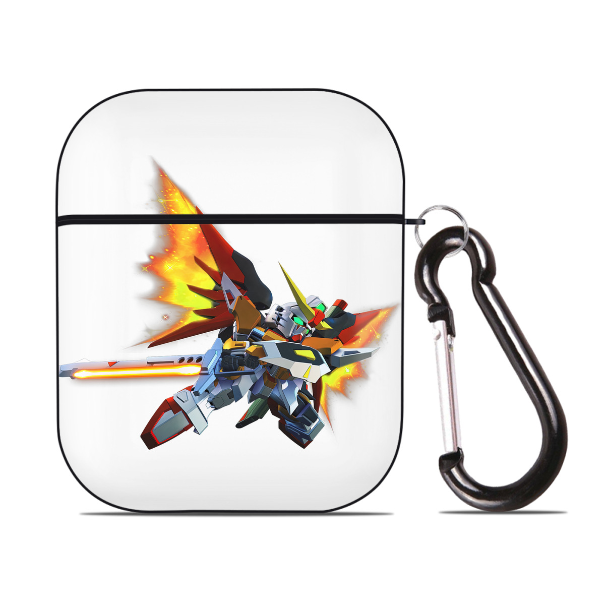 （画像用） 機動戦士ガンダム Mobile Suit Gundam AirPods 第2世代保護ケース ハードシェル ブラック 耐衝撃・防指紋・カラビナ付き