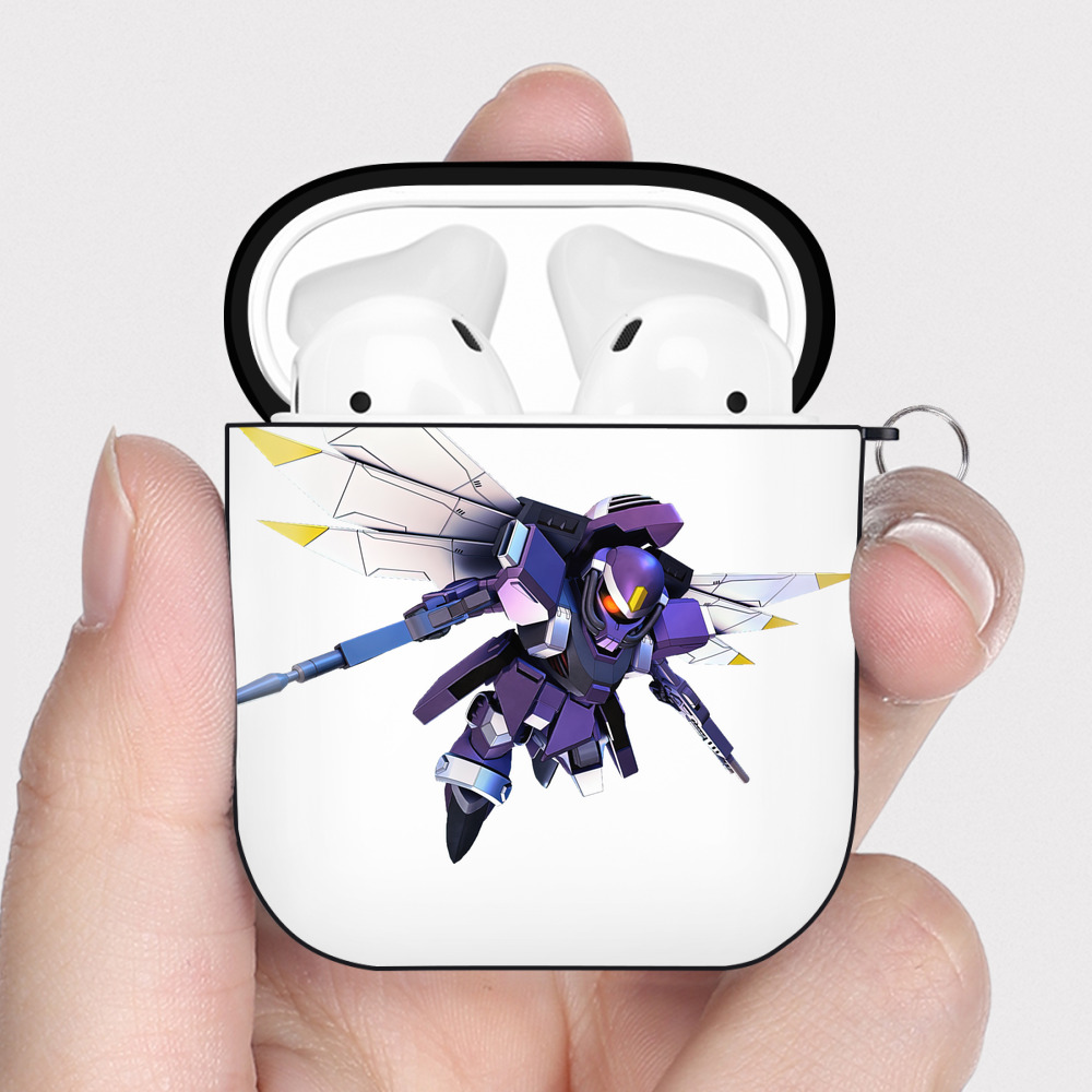 （画像用） 機動戦士ガンダム Mobile Suit Gundam AirPods 第2世代保護ケース ハードシェル ブラック 耐衝撃・防指紋・カラビナ付き