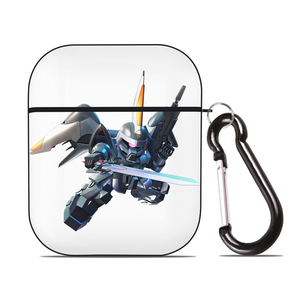 （画像用） 機動戦士ガンダム Mobile Suit Gundam AirPods 第2世代保護ケース ハードシェル ブラック 耐衝撃・防指紋・カラビナ付き