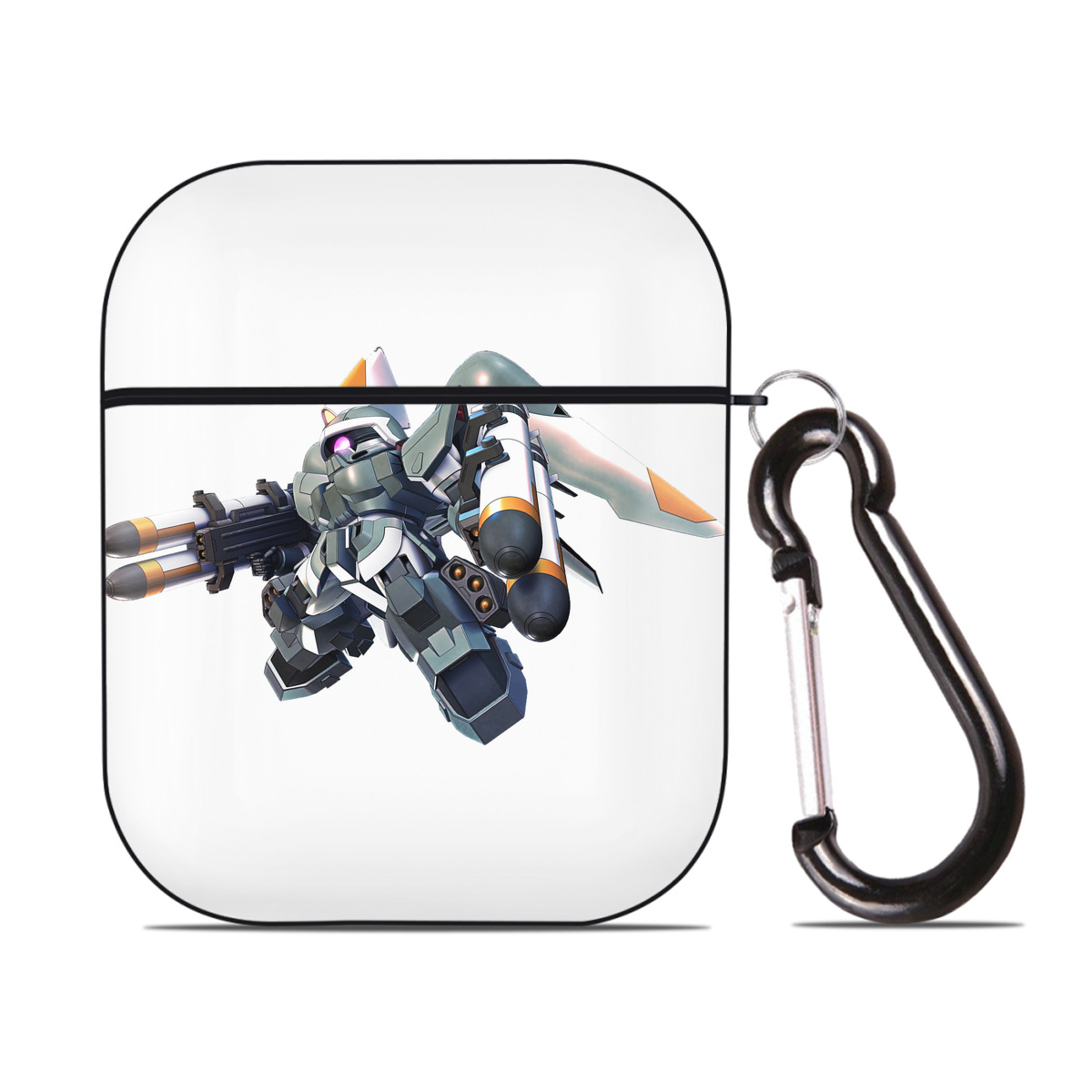 （画像用） 機動戦士ガンダム Mobile Suit Gundam AirPods 第2世代保護ケース ハードシェル ブラック 耐衝撃・防指紋・カラビナ付き