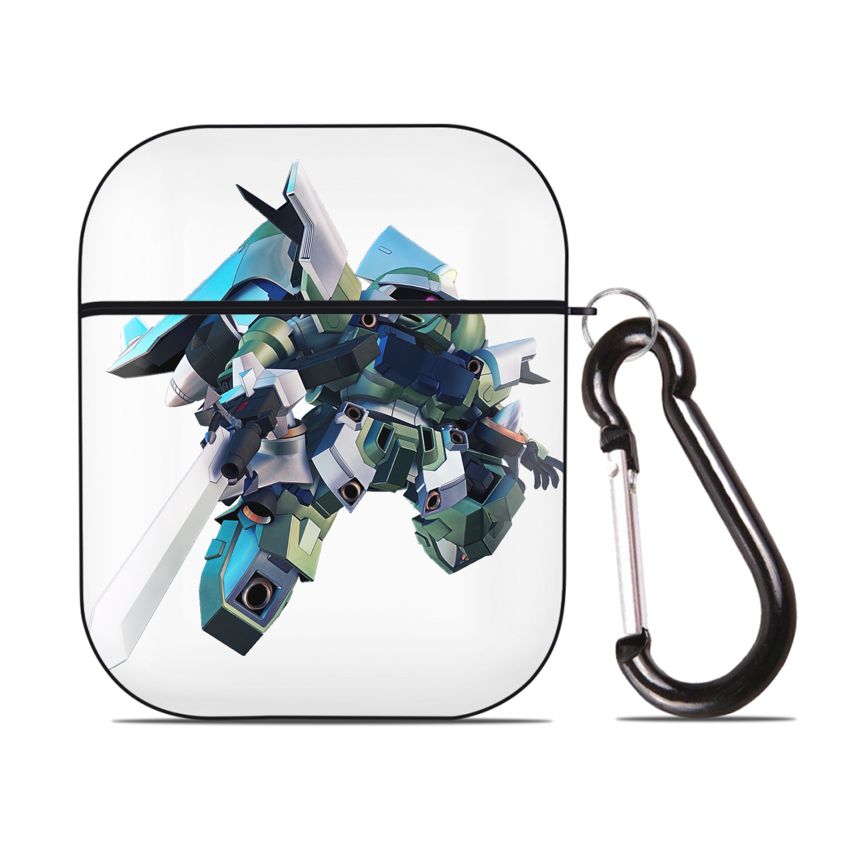 （画像用） 機動戦士ガンダム Mobile Suit Gundam AirPods 第2世代保護ケース ハードシェル ブラック 耐衝撃・防指紋・カラビナ付き