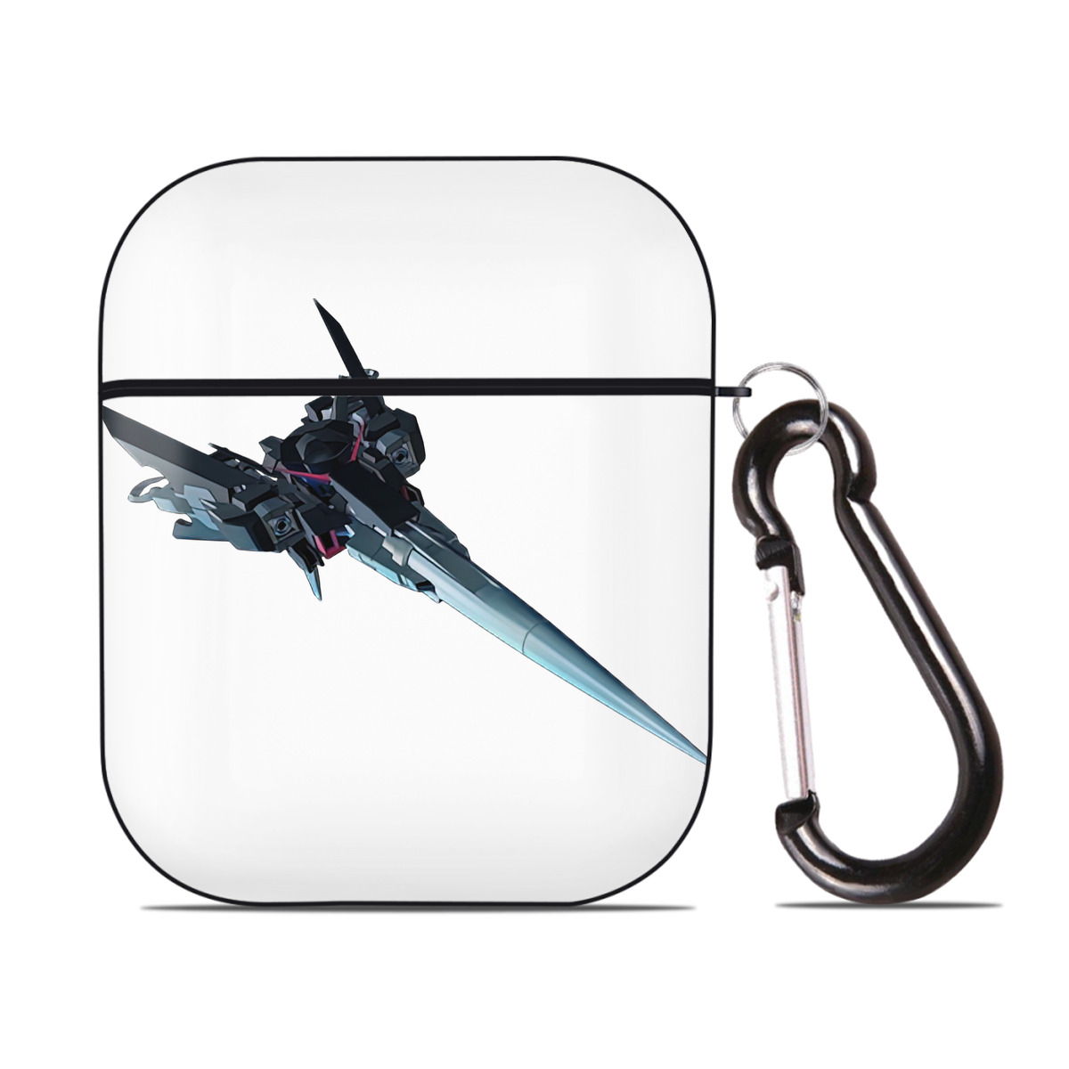 （画像用） 機動戦士ガンダム Mobile Suit Gundam AirPods 第2世代保護ケース ハードシェル ブラック 耐衝撃・防指紋・カラビナ付き