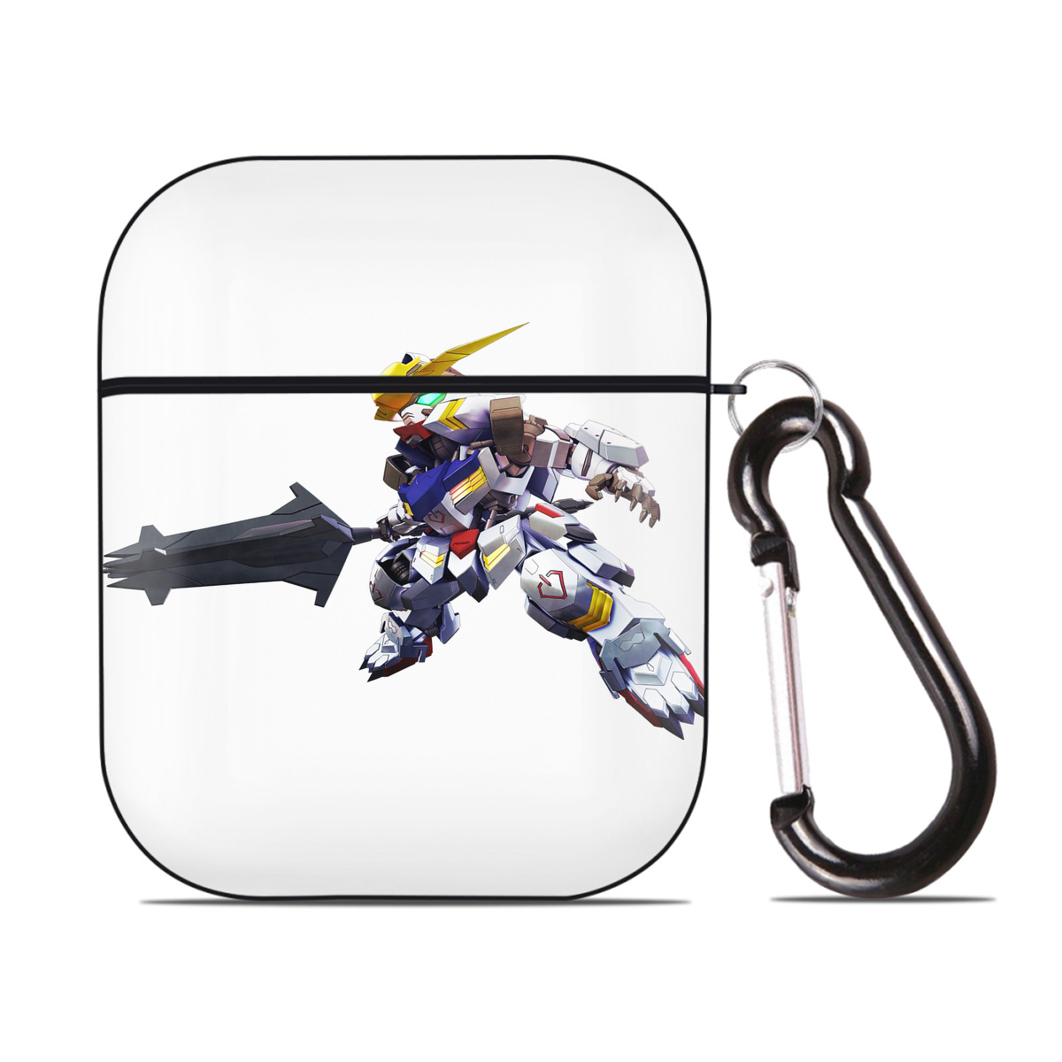 （画像用） 機動戦士ガンダム Mobile Suit Gundam AirPods 第2世代保護ケース ハードシェル ブラック 耐衝撃・防指紋・カラビナ付き