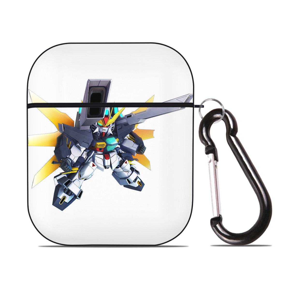 （画像用） 機動戦士ガンダム Mobile Suit Gundam AirPods 第2世代保護ケース ハードシェル ブラック 耐衝撃・防指紋・カラビナ付き