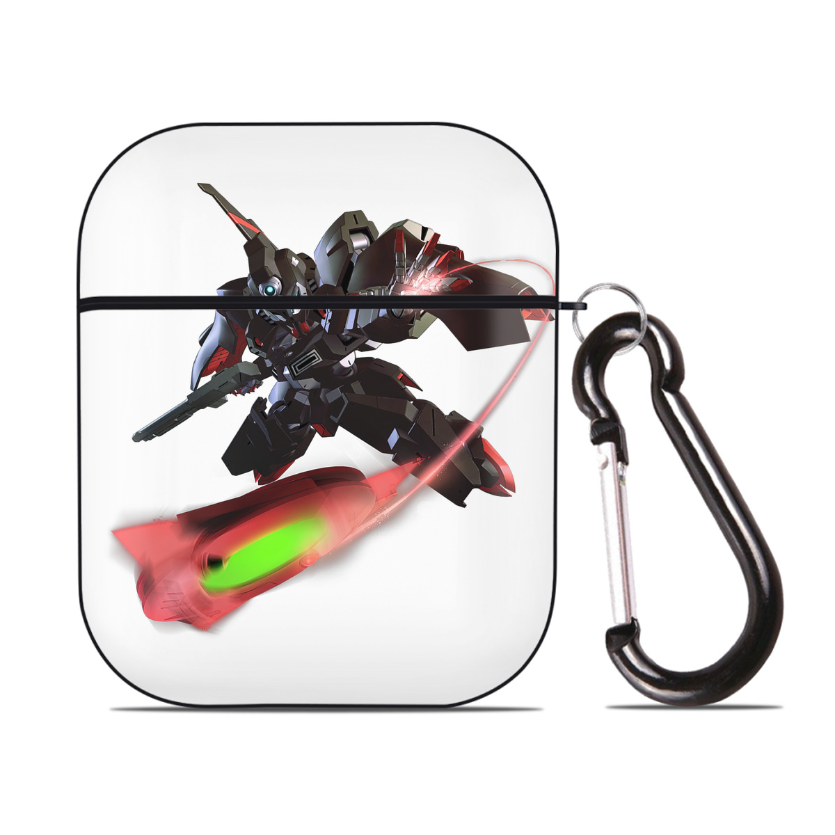 （画像用） 機動戦士ガンダム Mobile Suit Gundam AirPods 第2世代保護ケース ハードシェル ブラック 耐衝撃・防指紋・カラビナ付き