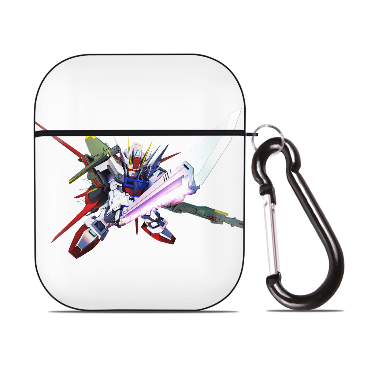 （画像用） 機動戦士ガンダム Mobile Suit Gundam AirPods 第2世代保護ケース ハードシェル ブラック 耐衝撃・防指紋・カラビナ付き