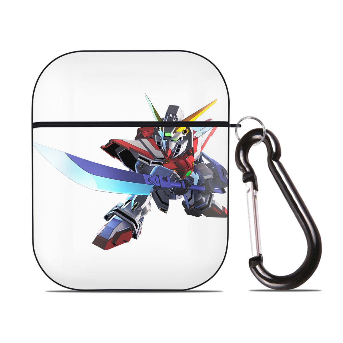 （画像用） 機動戦士ガンダム Mobile Suit Gundam AirPods 第2世代保護ケース ハードシェル ブラック 耐衝撃・防指紋・カラビナ付き