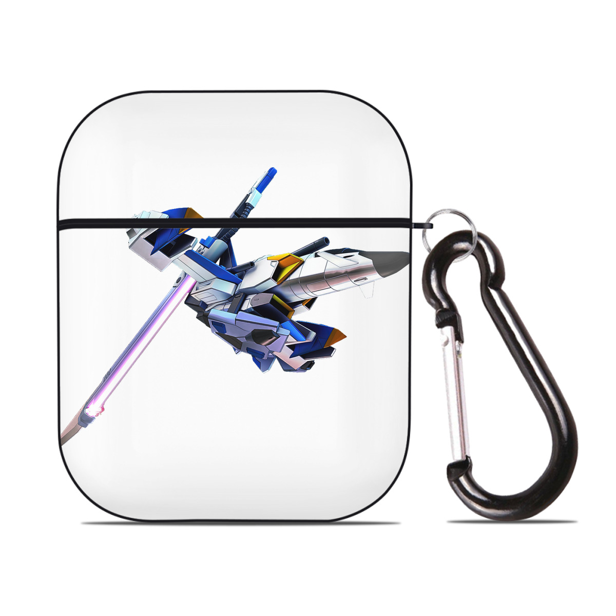 （画像用） 機動戦士ガンダム Mobile Suit Gundam AirPods 第2世代保護ケース ハードシェル ブラック 耐衝撃・防指紋・カラビナ付き