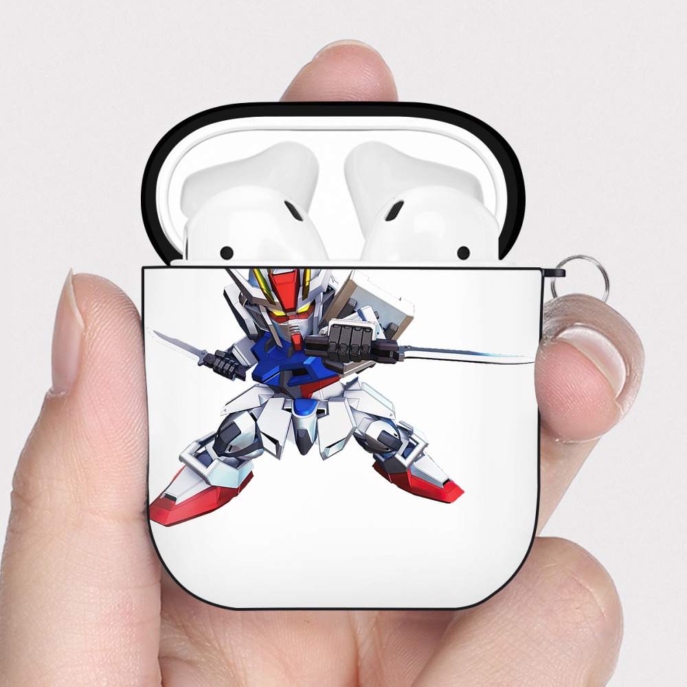 （画像用） 機動戦士ガンダム Mobile Suit Gundam AirPods 第2世代保護ケース ハードシェル ブラック 耐衝撃・防指紋・カラビナ付き