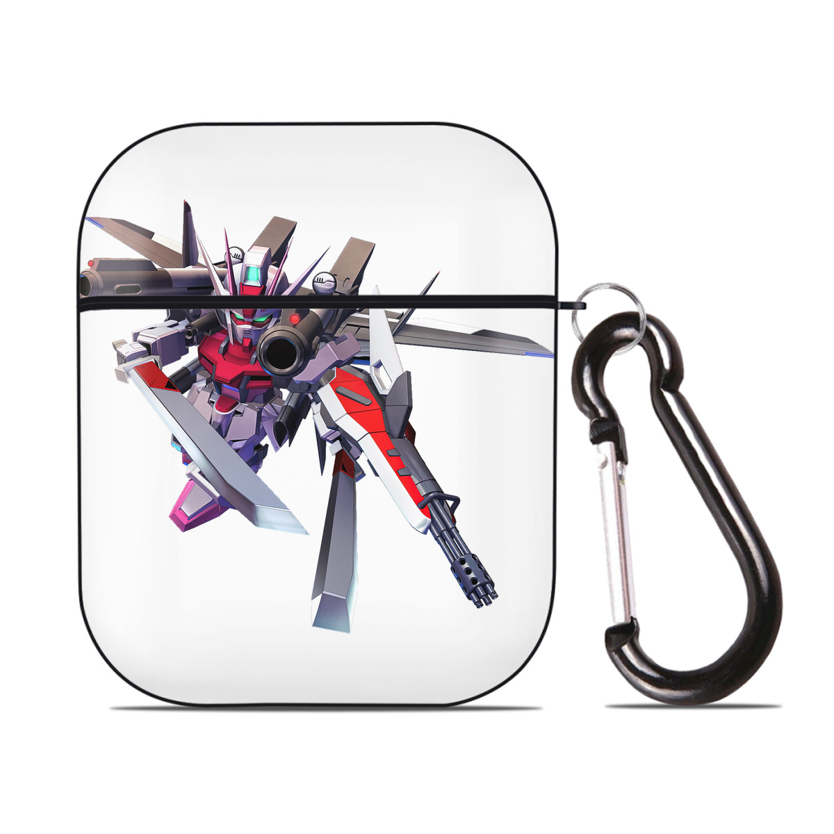 （画像用） 機動戦士ガンダム Mobile Suit Gundam AirPods 第2世代保護ケース ハードシェル ブラック 耐衝撃・防指紋・カラビナ付き