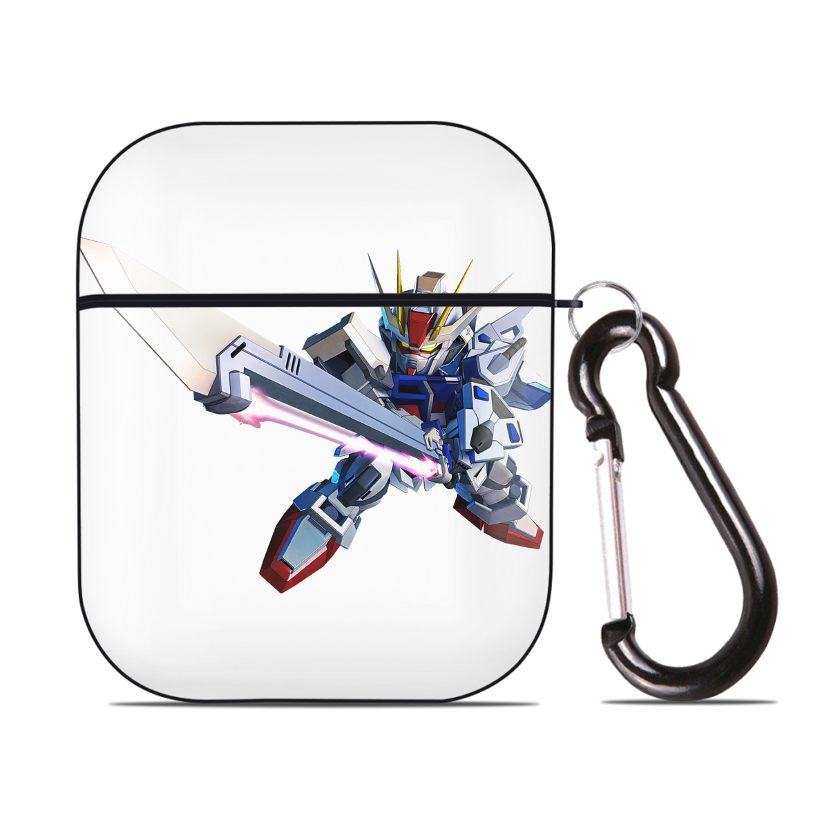 （画像用） 機動戦士ガンダム Mobile Suit Gundam AirPods 第2世代保護ケース ハードシェル ブラック 耐衝撃・防指紋・カラビナ付き