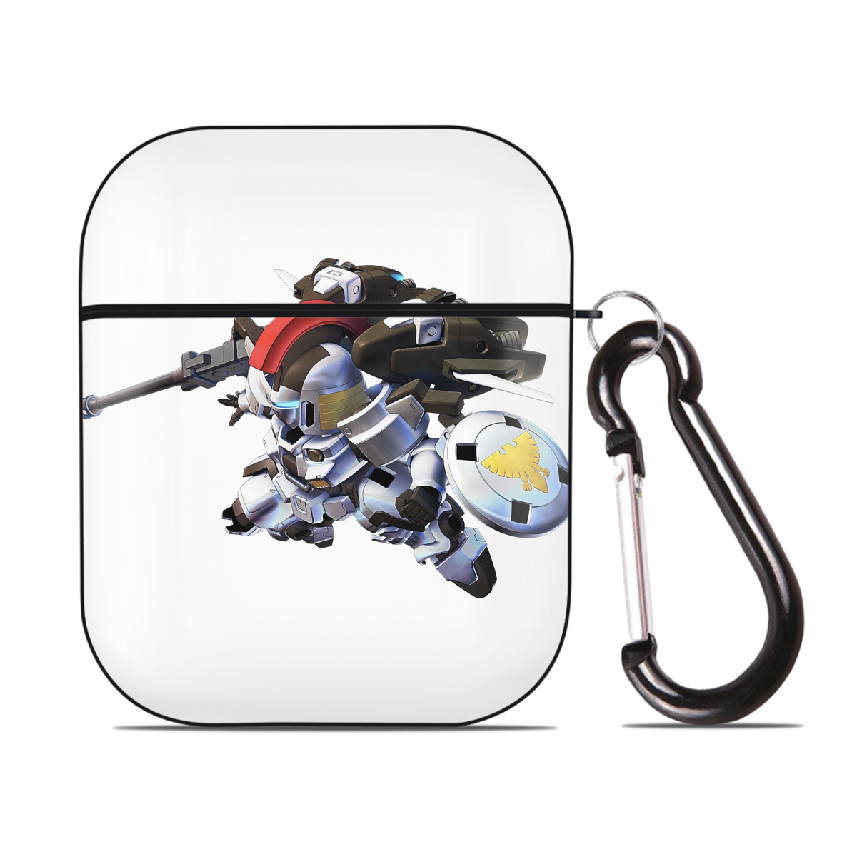 （画像用） 機動戦士ガンダム Mobile Suit Gundam AirPods 第2世代保護ケース ハードシェル ブラック 耐衝撃・防指紋・カラビナ付き