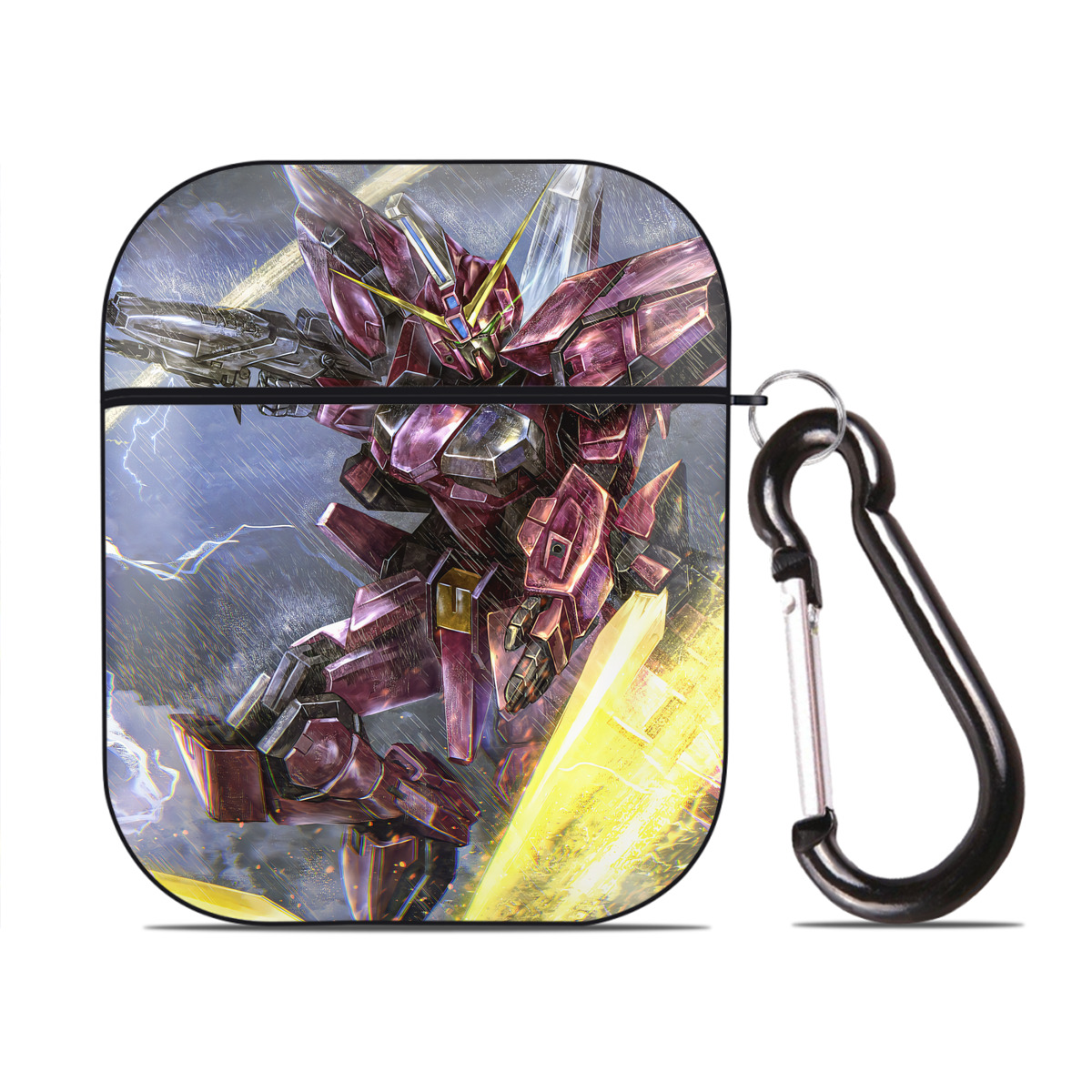 （画像用） 機動戦士ガンダム Mobile Suit Gundam AirPods 第2世代保護ケース ハードシェル ブラック 耐衝撃・防指紋・カラビナ付き