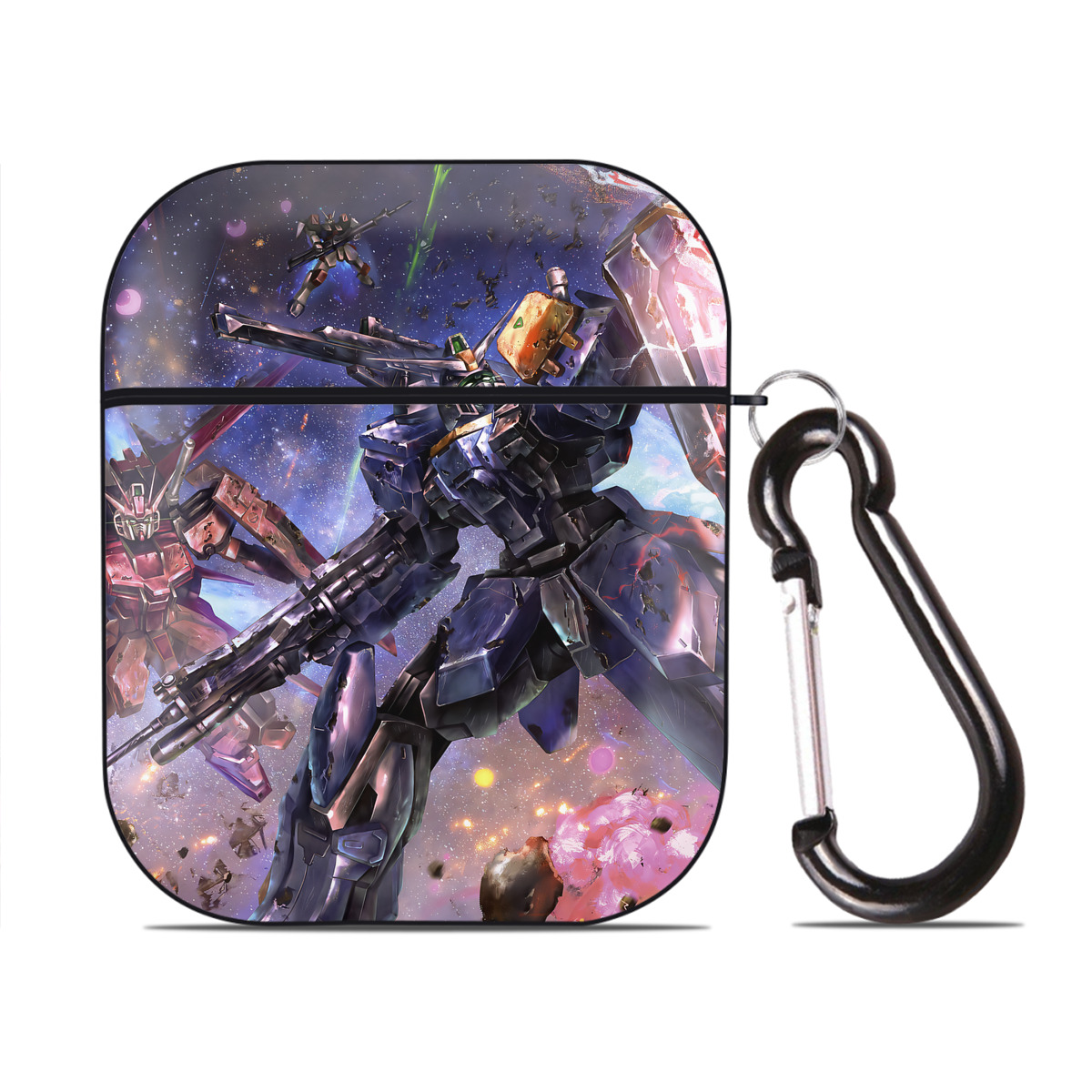 （画像用） 機動戦士ガンダム Mobile Suit Gundam AirPods 第2世代保護ケース ハードシェル ブラック 耐衝撃・防指紋・カラビナ付き