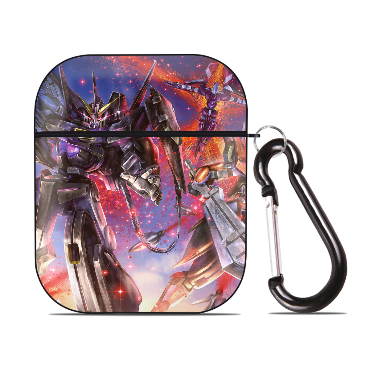 （画像用） 機動戦士ガンダム Mobile Suit Gundam AirPods 第2世代保護ケース ハードシェル ブラック 耐衝撃・防指紋・カラビナ付き