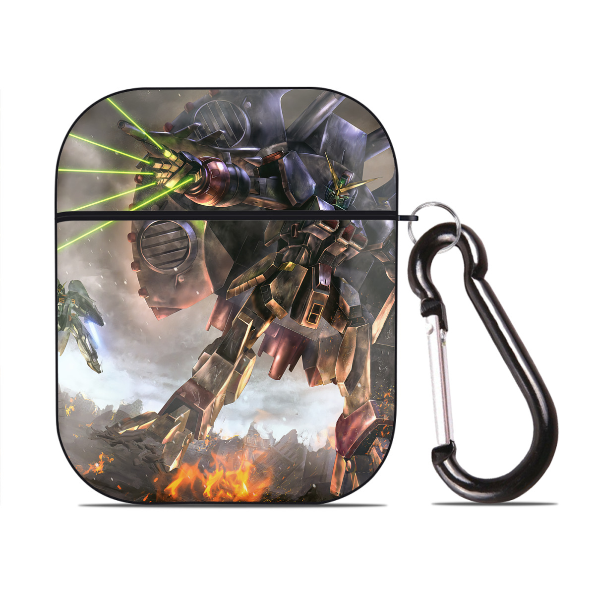 （画像用） 機動戦士ガンダム Mobile Suit Gundam AirPods 第2世代保護ケース ハードシェル ブラック 耐衝撃・防指紋・カラビナ付き