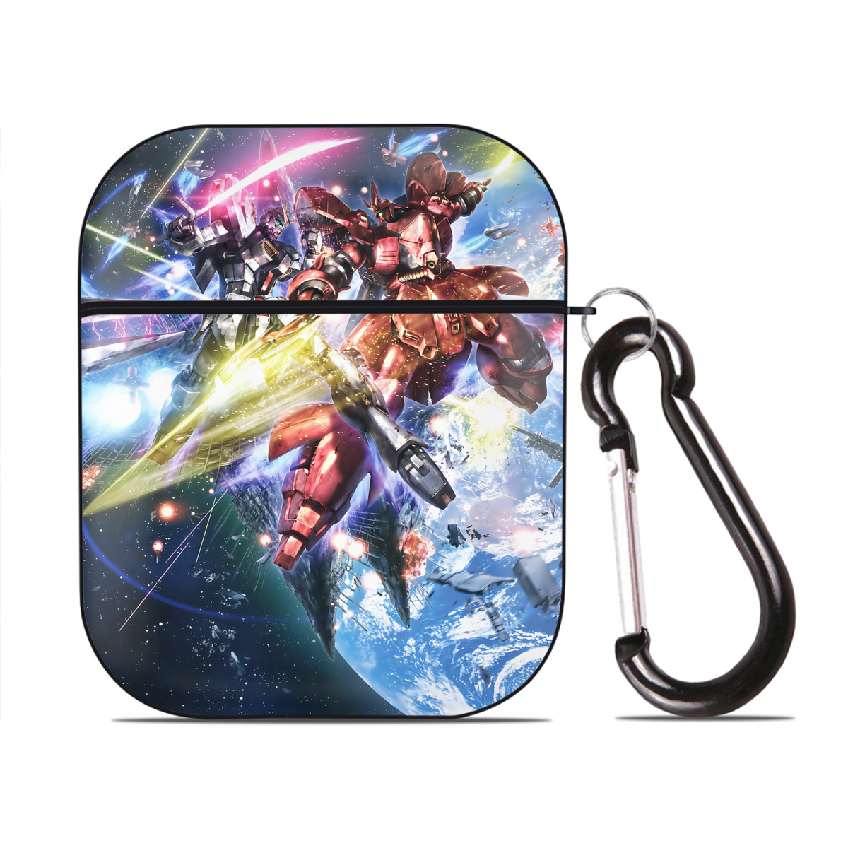 （画像用） 機動戦士ガンダム Mobile Suit Gundam AirPods 第2世代保護ケース ハードシェル ブラック 耐衝撃・防指紋・カラビナ付き