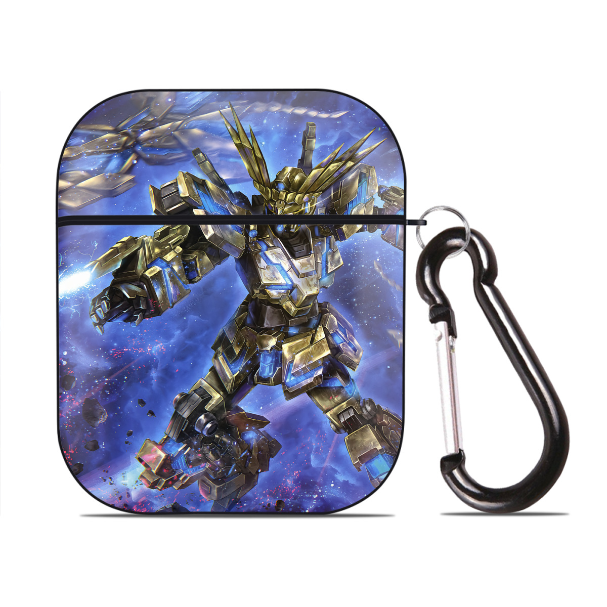 （画像用） 機動戦士ガンダム Mobile Suit Gundam AirPods 第2世代保護ケース ハードシェル ブラック 耐衝撃・防指紋・カラビナ付き