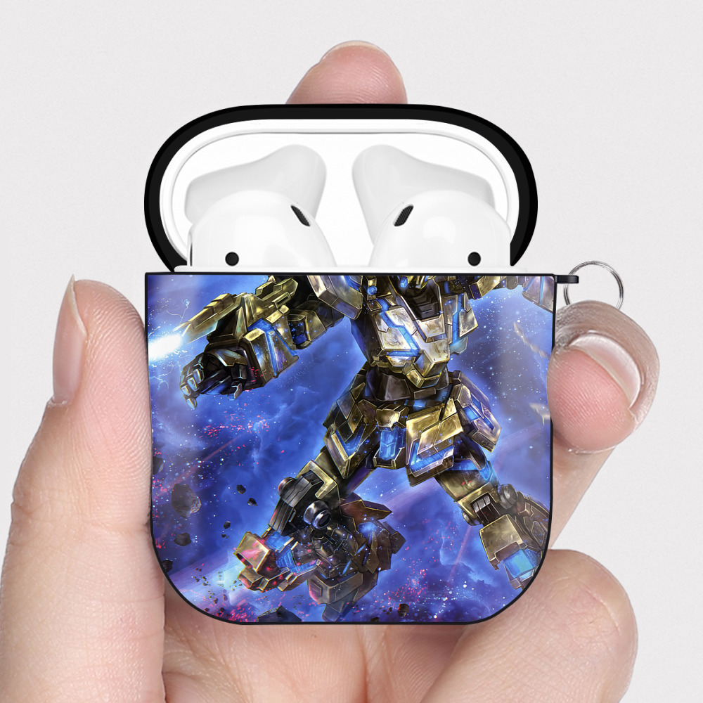 （画像用） 機動戦士ガンダム Mobile Suit Gundam AirPods 第2世代保護ケース ハードシェル ブラック 耐衝撃・防指紋・カラビナ付き