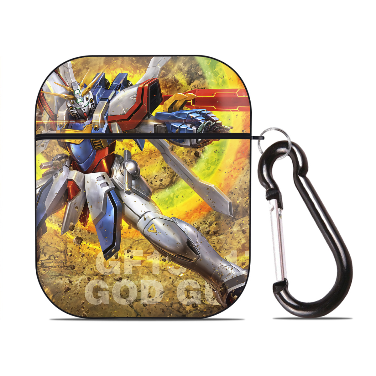 （画像用） 機動戦士ガンダム Mobile Suit Gundam AirPods 第2世代保護ケース ハードシェル ブラック 耐衝撃・防指紋・カラビナ付き