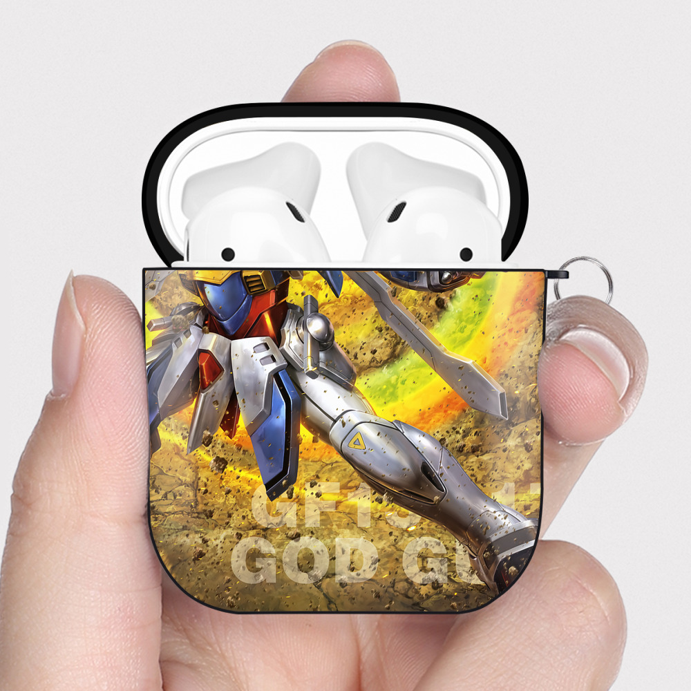 （画像用） 機動戦士ガンダム Mobile Suit Gundam AirPods 第2世代保護ケース ハードシェル ブラック 耐衝撃・防指紋・カラビナ付き