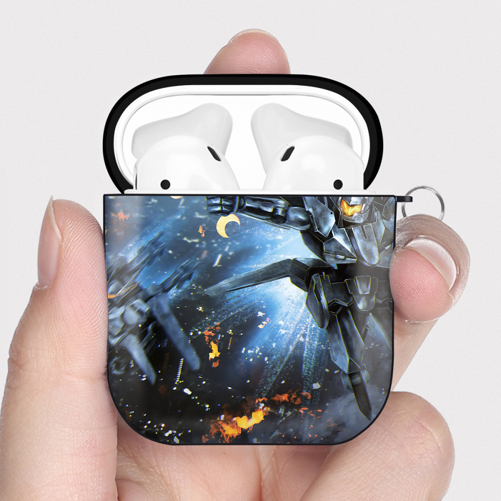 （画像用） 機動戦士ガンダム Mobile Suit Gundam AirPods 第2世代保護ケース ハードシェル ブラック 耐衝撃・防指紋・カラビナ付き