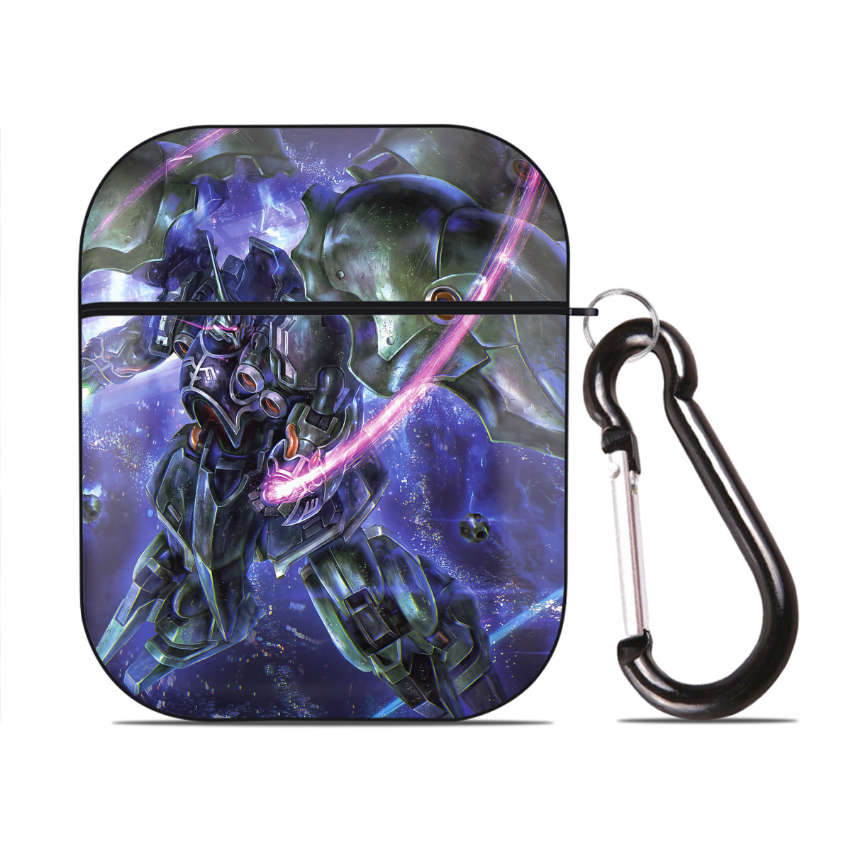 （画像用） 機動戦士ガンダム Mobile Suit Gundam AirPods 第2世代保護ケース ハードシェル ブラック 耐衝撃・防指紋・カラビナ付き