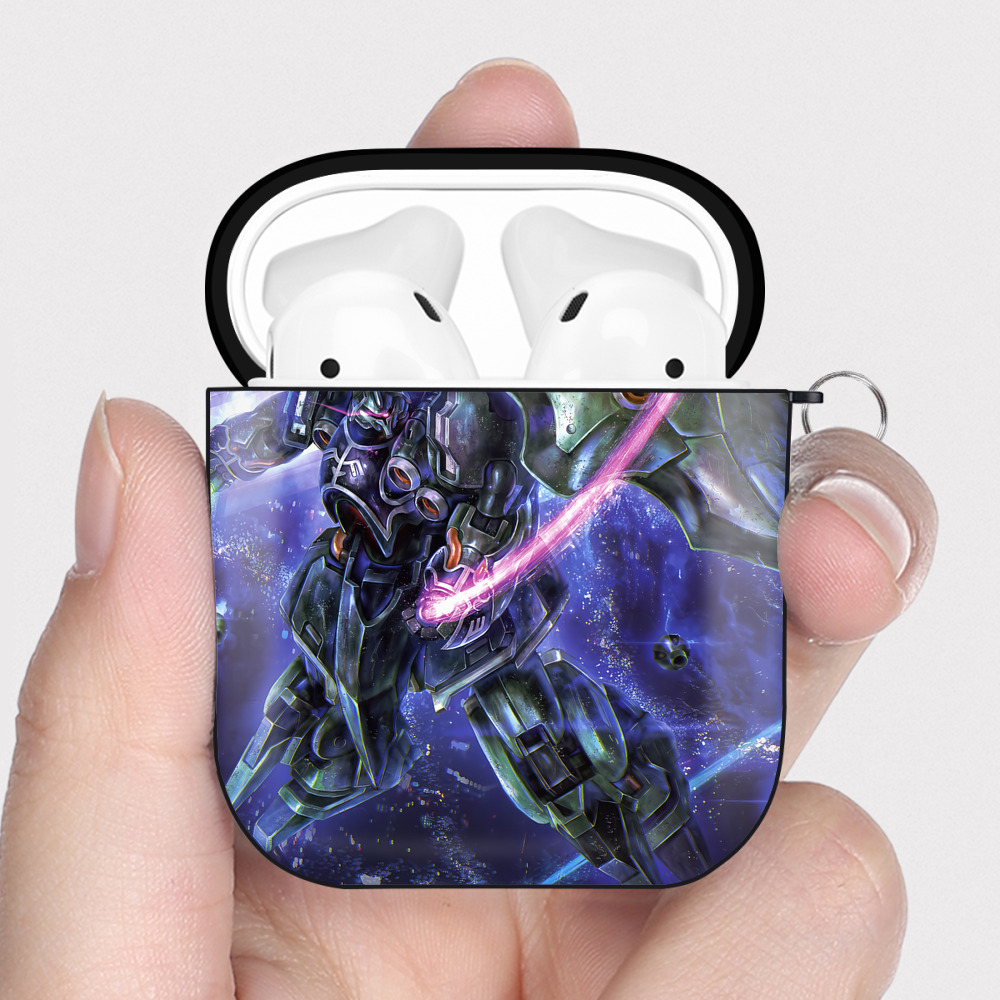 （画像用） 機動戦士ガンダム Mobile Suit Gundam AirPods 第2世代保護ケース ハードシェル ブラック 耐衝撃・防指紋・カラビナ付き