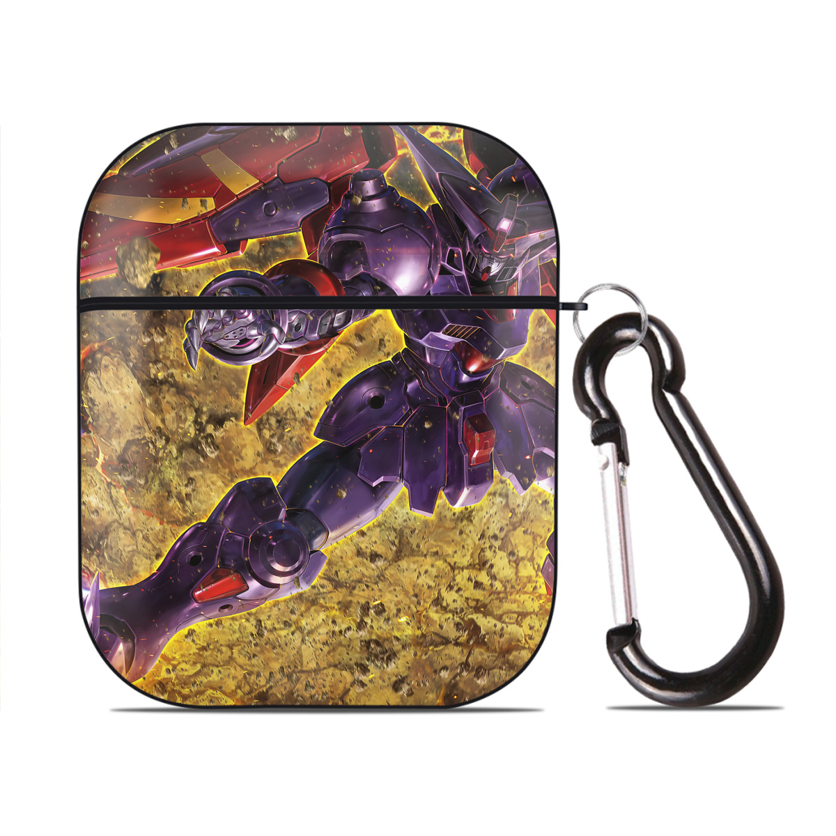 （画像用） 機動戦士ガンダム Mobile Suit Gundam AirPods 第2世代保護ケース ハードシェル ブラック 耐衝撃・防指紋・カラビナ付き