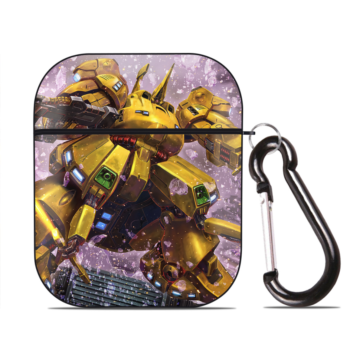 （画像用） 機動戦士ガンダム Mobile Suit Gundam AirPods 第2世代保護ケース ハードシェル ブラック 耐衝撃・防指紋・カラビナ付き