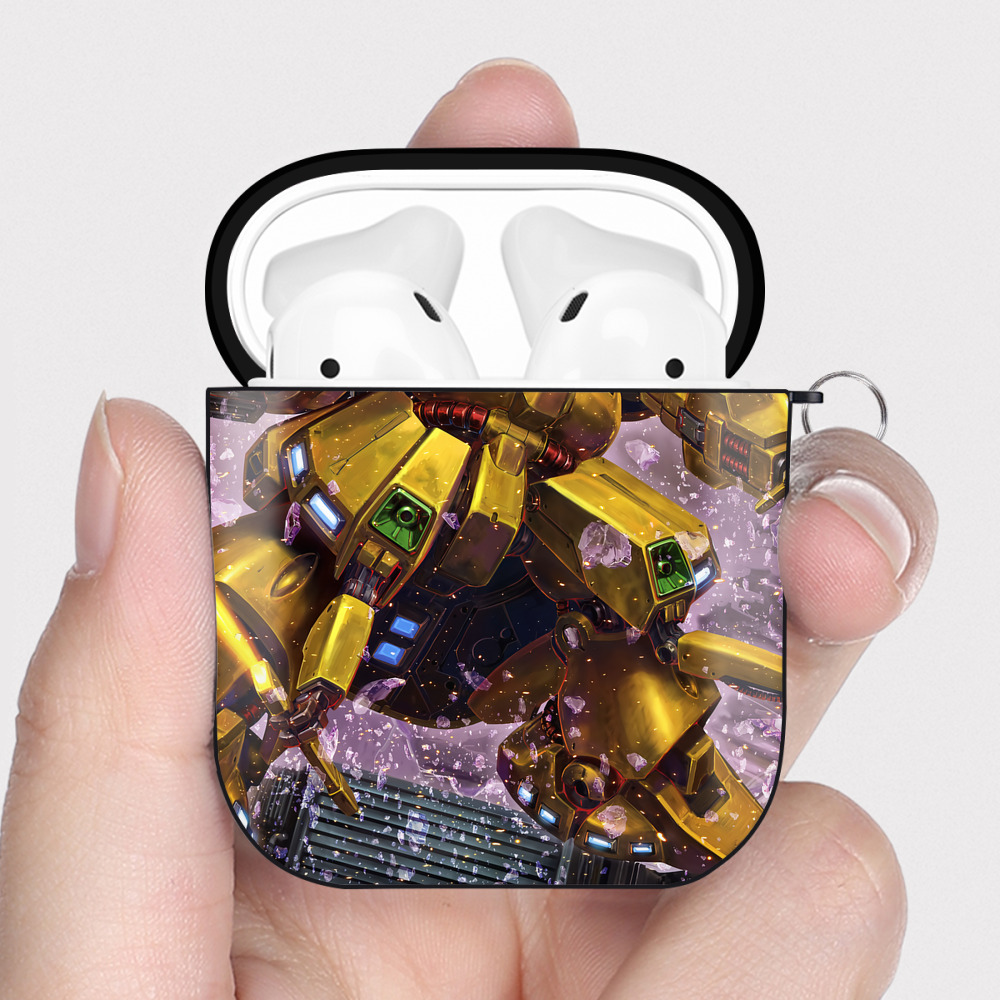 （画像用） 機動戦士ガンダム Mobile Suit Gundam AirPods 第2世代保護ケース ハードシェル ブラック 耐衝撃・防指紋・カラビナ付き
