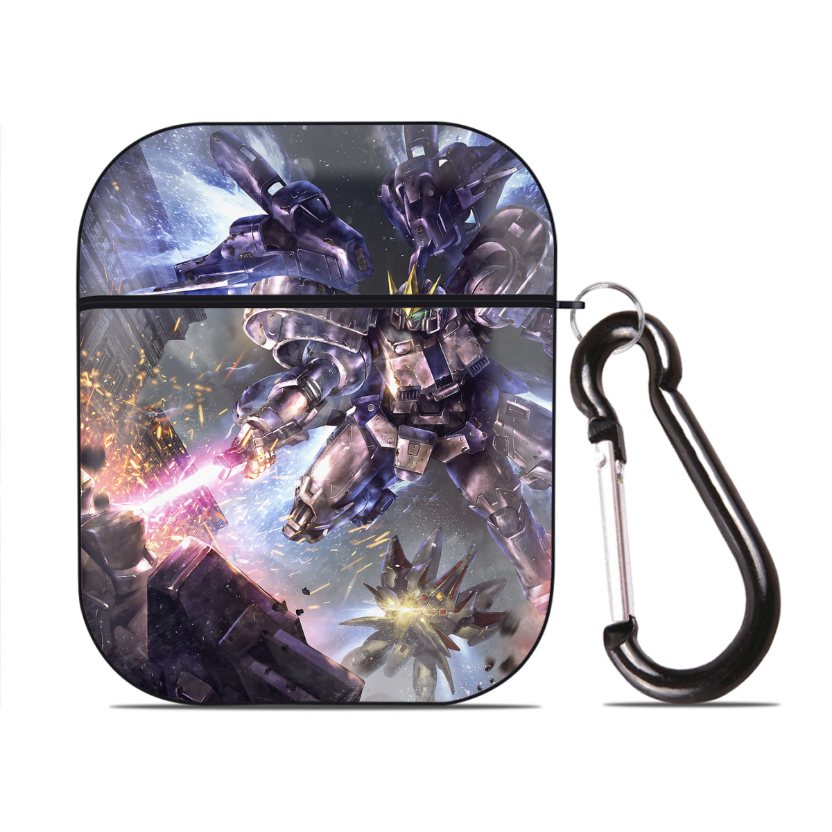 （画像用） 機動戦士ガンダム Mobile Suit Gundam AirPods 第2世代保護ケース ハードシェル ブラック 耐衝撃・防指紋・カラビナ付き