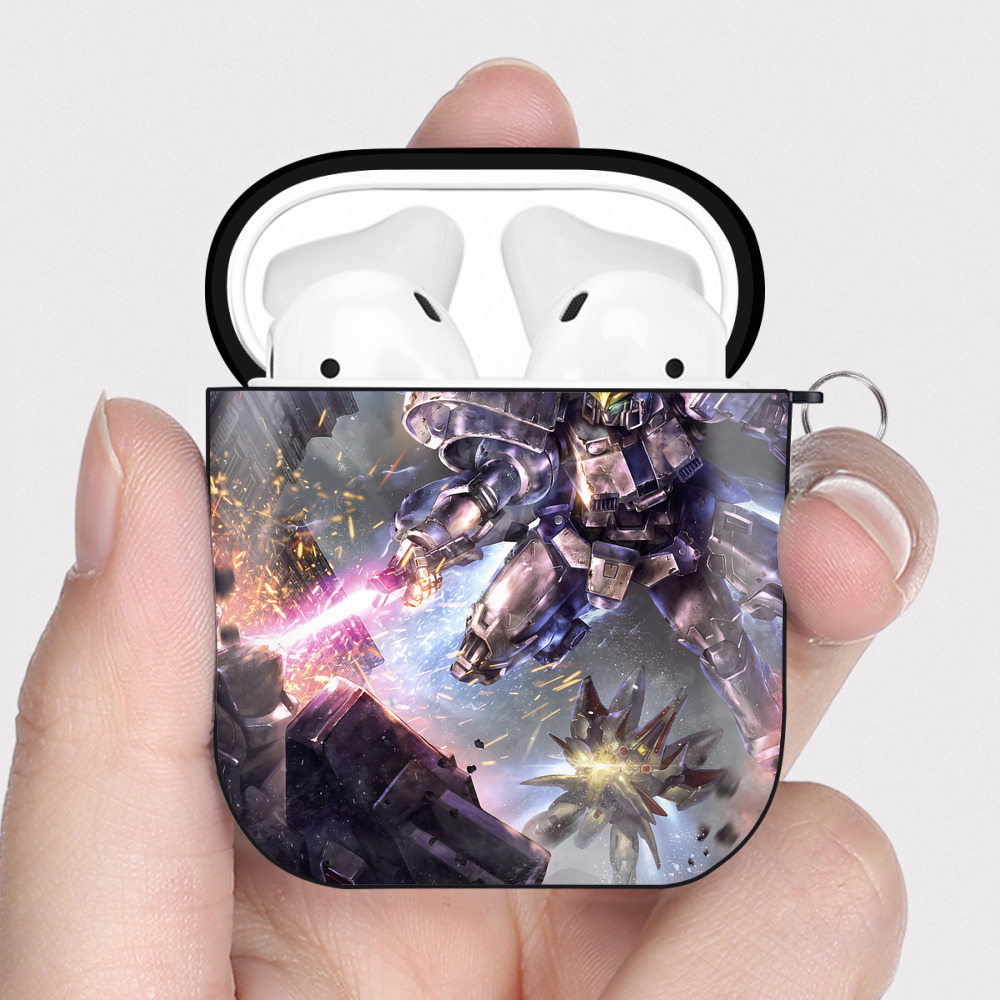 （画像用） 機動戦士ガンダム Mobile Suit Gundam AirPods 第2世代保護ケース ハードシェル ブラック 耐衝撃・防指紋・カラビナ付き