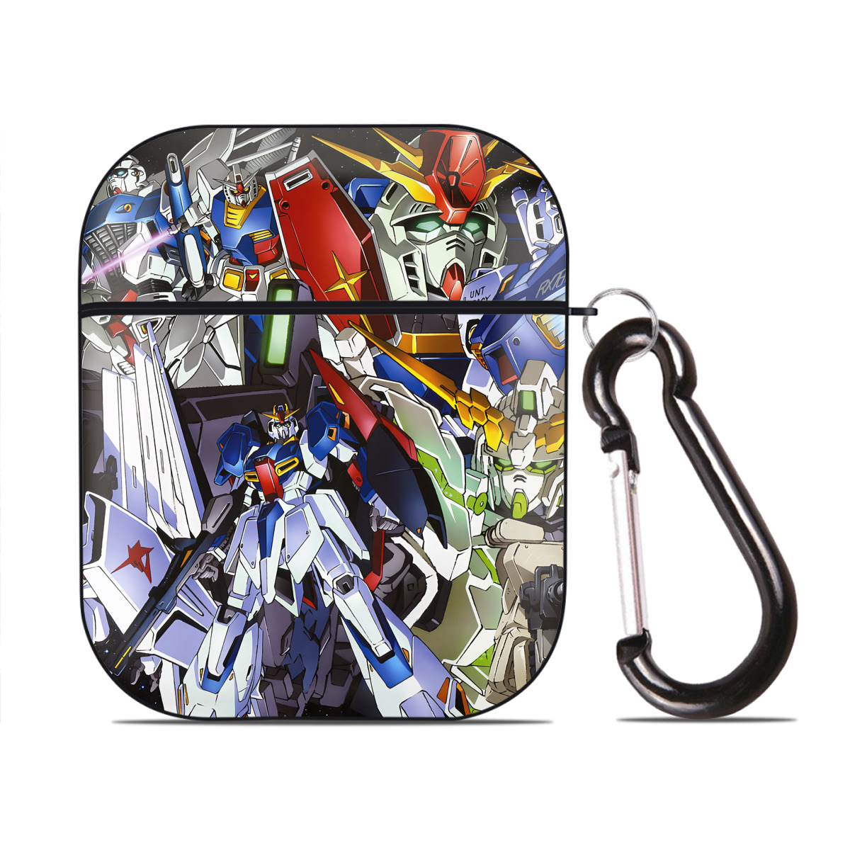 （画像用） 機動戦士ガンダム Mobile Suit Gundam AirPods 第2世代保護ケース ハードシェル ブラック 耐衝撃・防指紋・カラビナ付き
