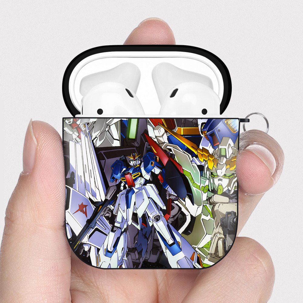 （画像用） 機動戦士ガンダム Mobile Suit Gundam AirPods 第2世代保護ケース ハードシェル ブラック 耐衝撃・防指紋・カラビナ付き