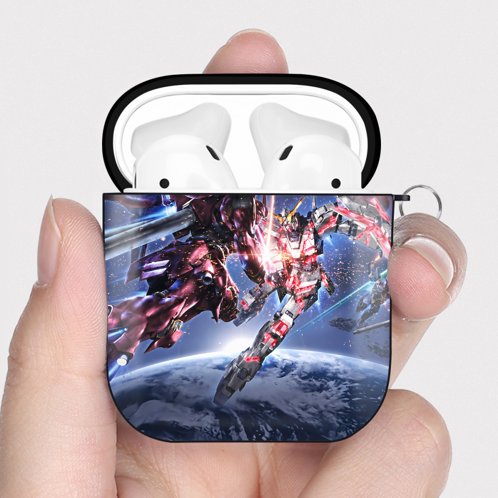 （画像用） 機動戦士ガンダム Mobile Suit Gundam AirPods 第2世代保護ケース ハードシェル ブラック 耐衝撃・防指紋・カラビナ付き