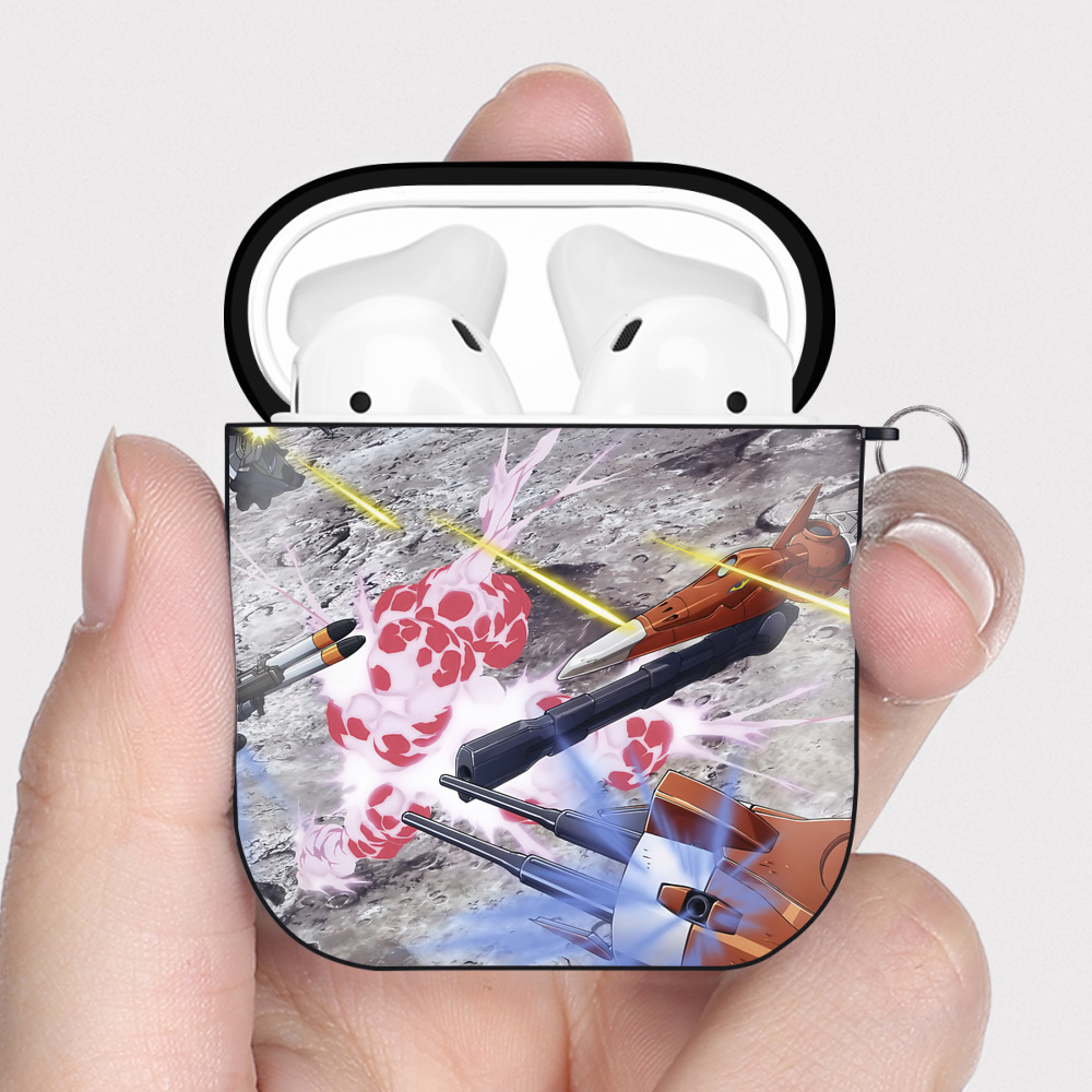 （画像用） 機動戦士ガンダム Mobile Suit Gundam AirPods 第2世代保護ケース ハードシェル ブラック 耐衝撃・防指紋・カラビナ付き