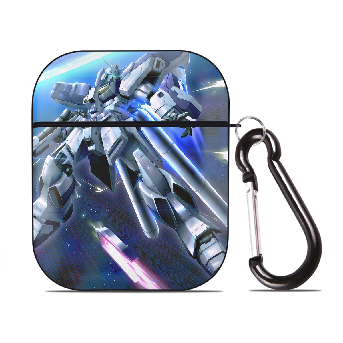 （画像用） 機動戦士ガンダム Mobile Suit Gundam AirPods 第2世代保護ケース ハードシェル ブラック 耐衝撃・防指紋・カラビナ付き