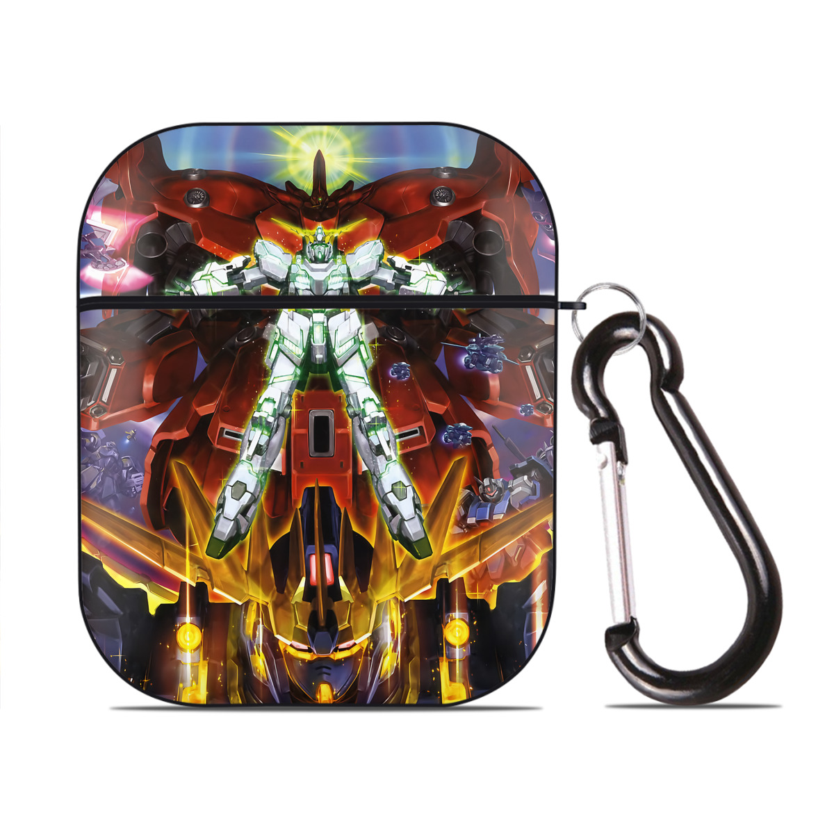 （画像用） 機動戦士ガンダム Mobile Suit Gundam AirPods 第2世代保護ケース ハードシェル ブラック 耐衝撃・防指紋・カラビナ付き