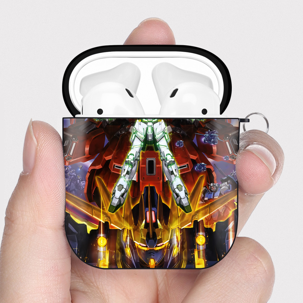 （画像用） 機動戦士ガンダム Mobile Suit Gundam AirPods 第2世代保護ケース ハードシェル ブラック 耐衝撃・防指紋・カラビナ付き