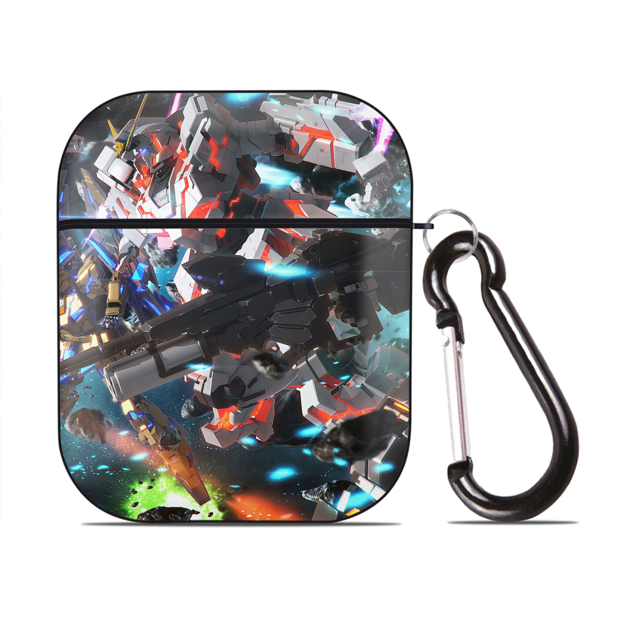 （画像用） 機動戦士ガンダム Mobile Suit Gundam AirPods 第2世代保護ケース ハードシェル ブラック 耐衝撃・防指紋・カラビナ付き