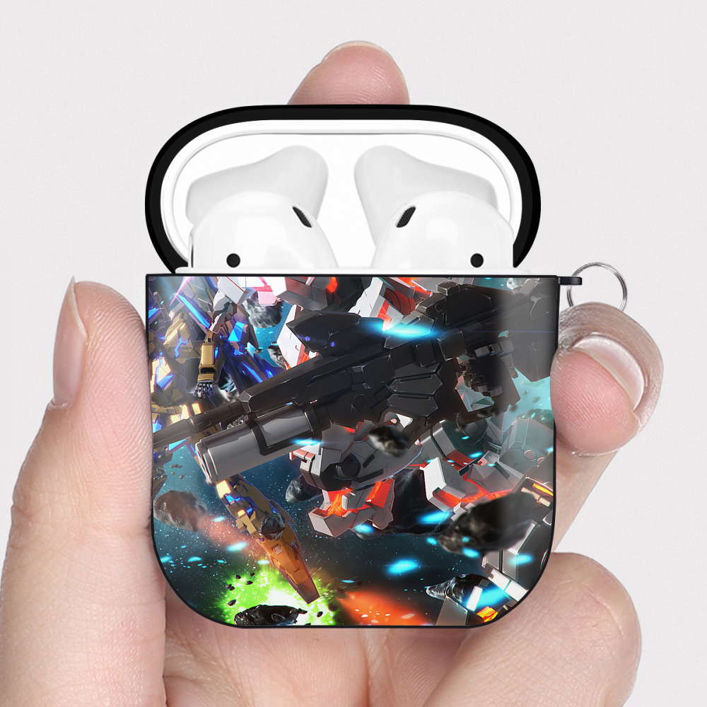 （画像用） 機動戦士ガンダム Mobile Suit Gundam AirPods 第2世代保護ケース ハードシェル ブラック 耐衝撃・防指紋・カラビナ付き
