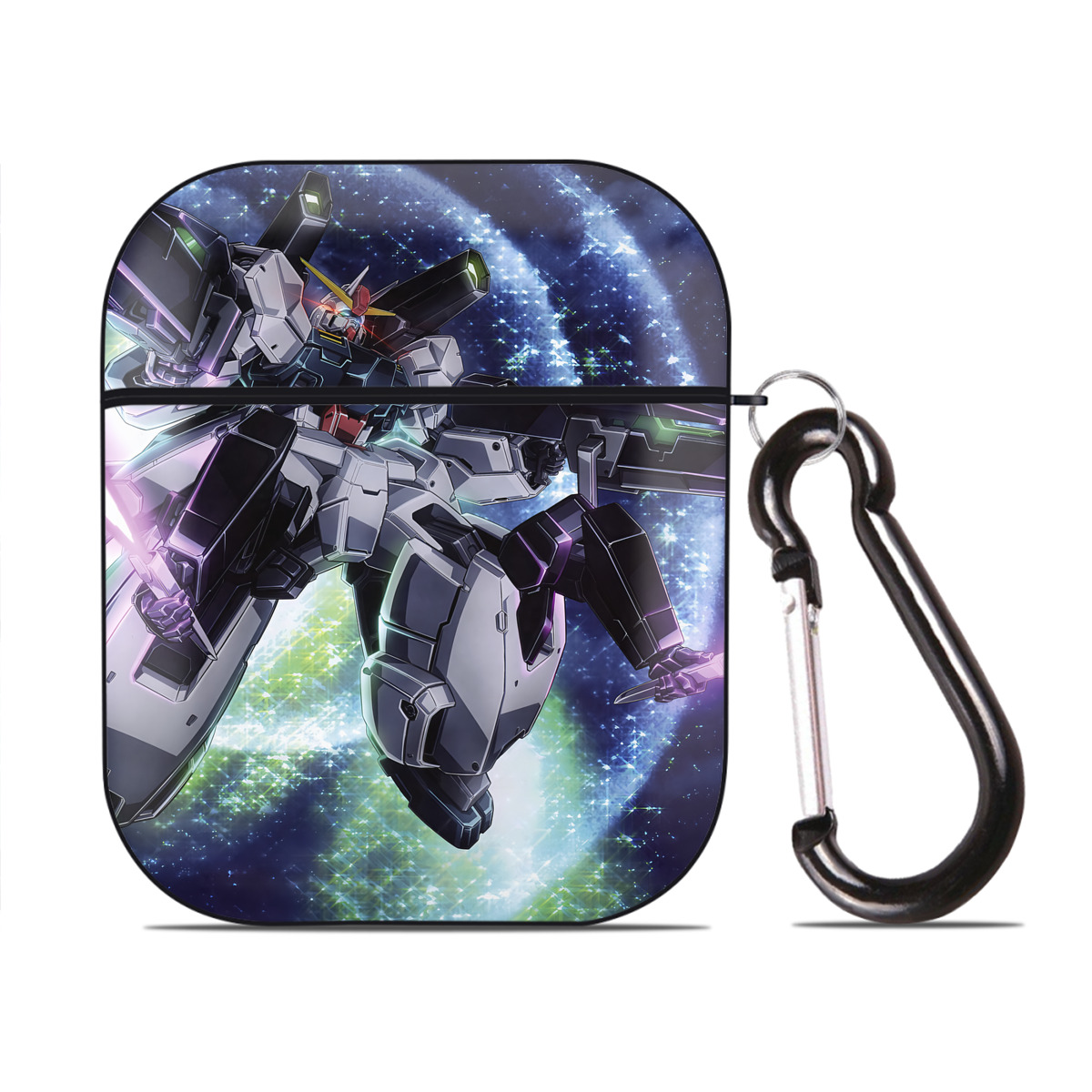 （画像用） 機動戦士ガンダム Mobile Suit Gundam AirPods 第2世代保護ケース ハードシェル ブラック 耐衝撃・防指紋・カラビナ付き