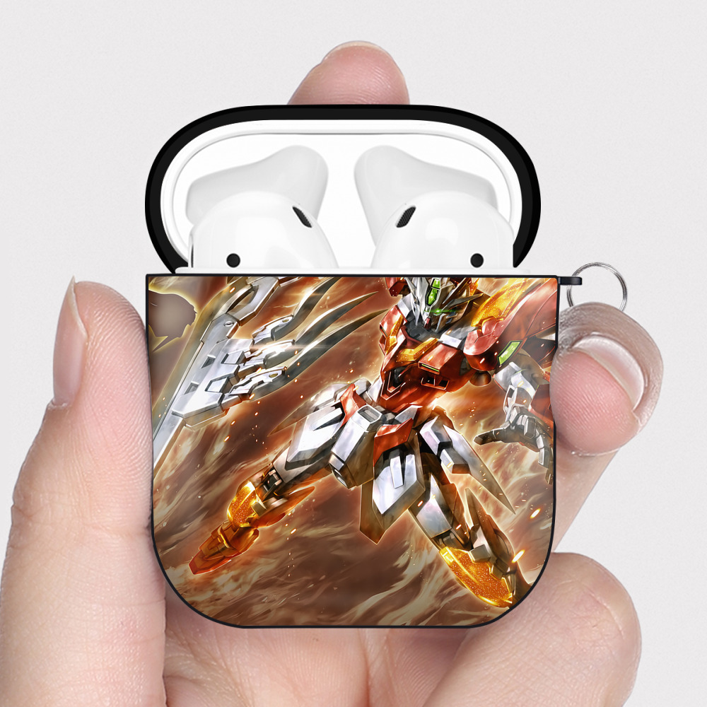 （画像用） 機動戦士ガンダム Mobile Suit Gundam AirPods 第2世代保護ケース ハードシェル ブラック 耐衝撃・防指紋・カラビナ付き