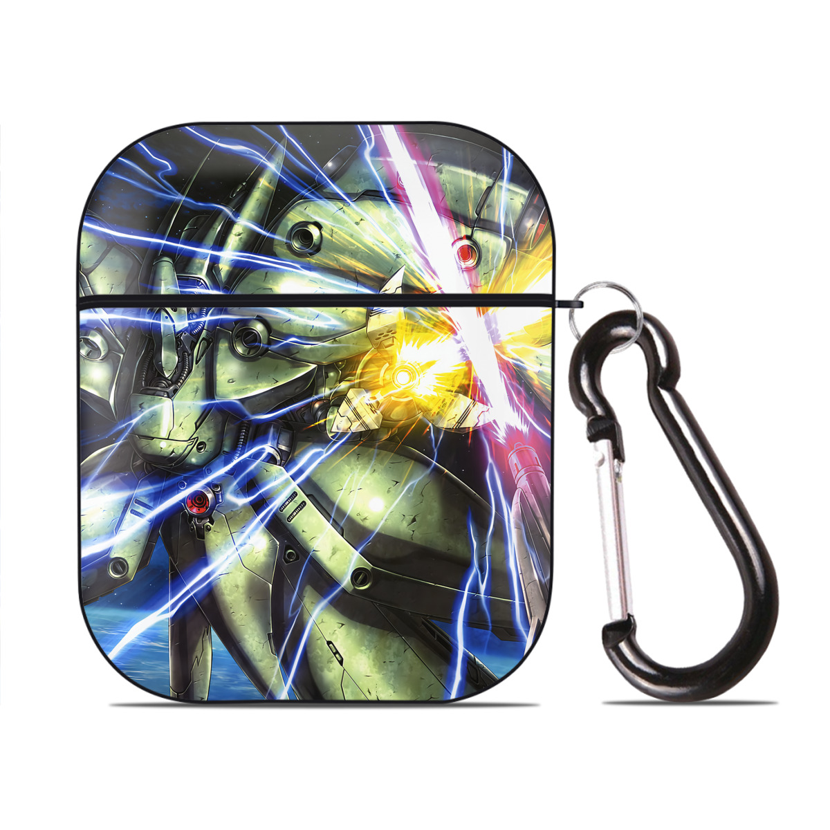 （画像用） 機動戦士ガンダム Mobile Suit Gundam AirPods 第2世代保護ケース ハードシェル ブラック 耐衝撃・防指紋・カラビナ付き