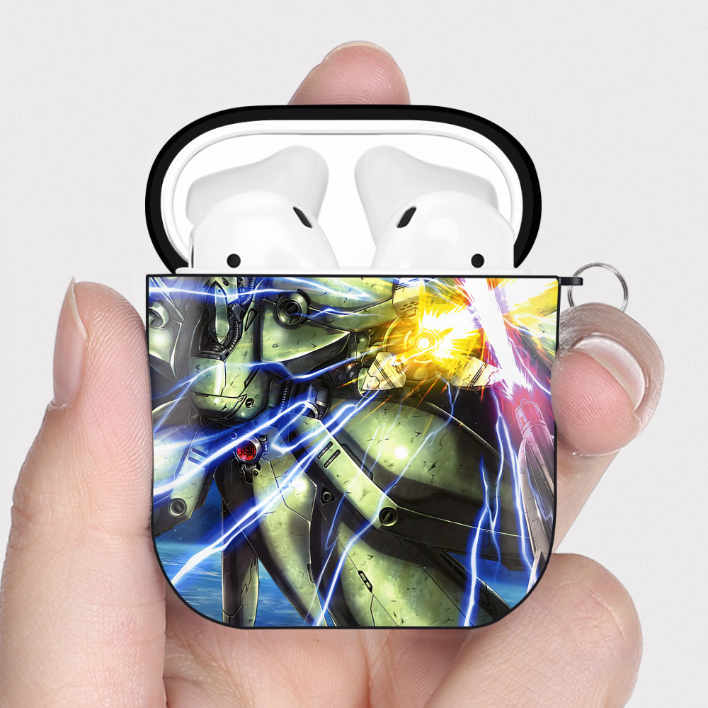 （画像用） 機動戦士ガンダム Mobile Suit Gundam AirPods 第2世代保護ケース ハードシェル ブラック 耐衝撃・防指紋・カラビナ付き