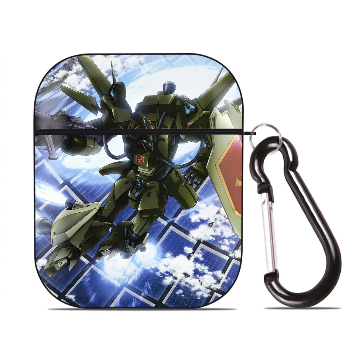 （画像用） 機動戦士ガンダム Mobile Suit Gundam AirPods 第2世代保護ケース ハードシェル ブラック 耐衝撃・防指紋・カラビナ付き