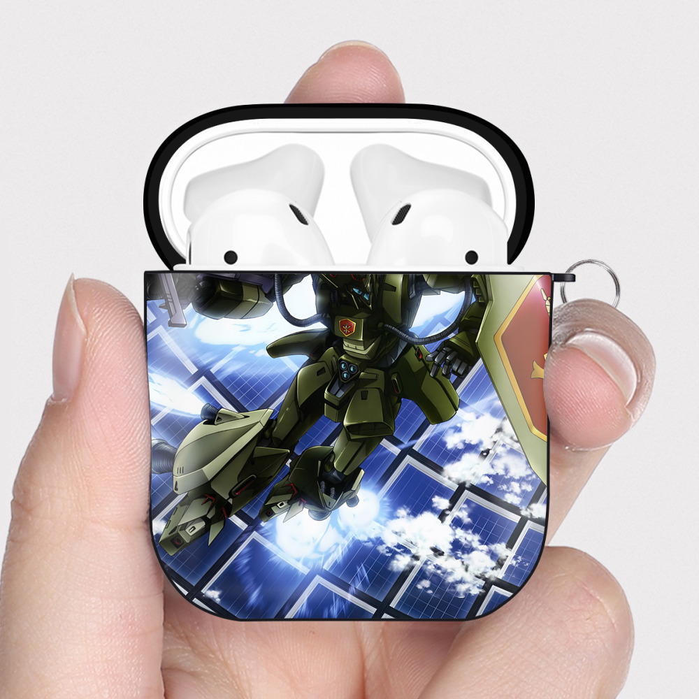 （画像用） 機動戦士ガンダム Mobile Suit Gundam AirPods 第2世代保護ケース ハードシェル ブラック 耐衝撃・防指紋・カラビナ付き