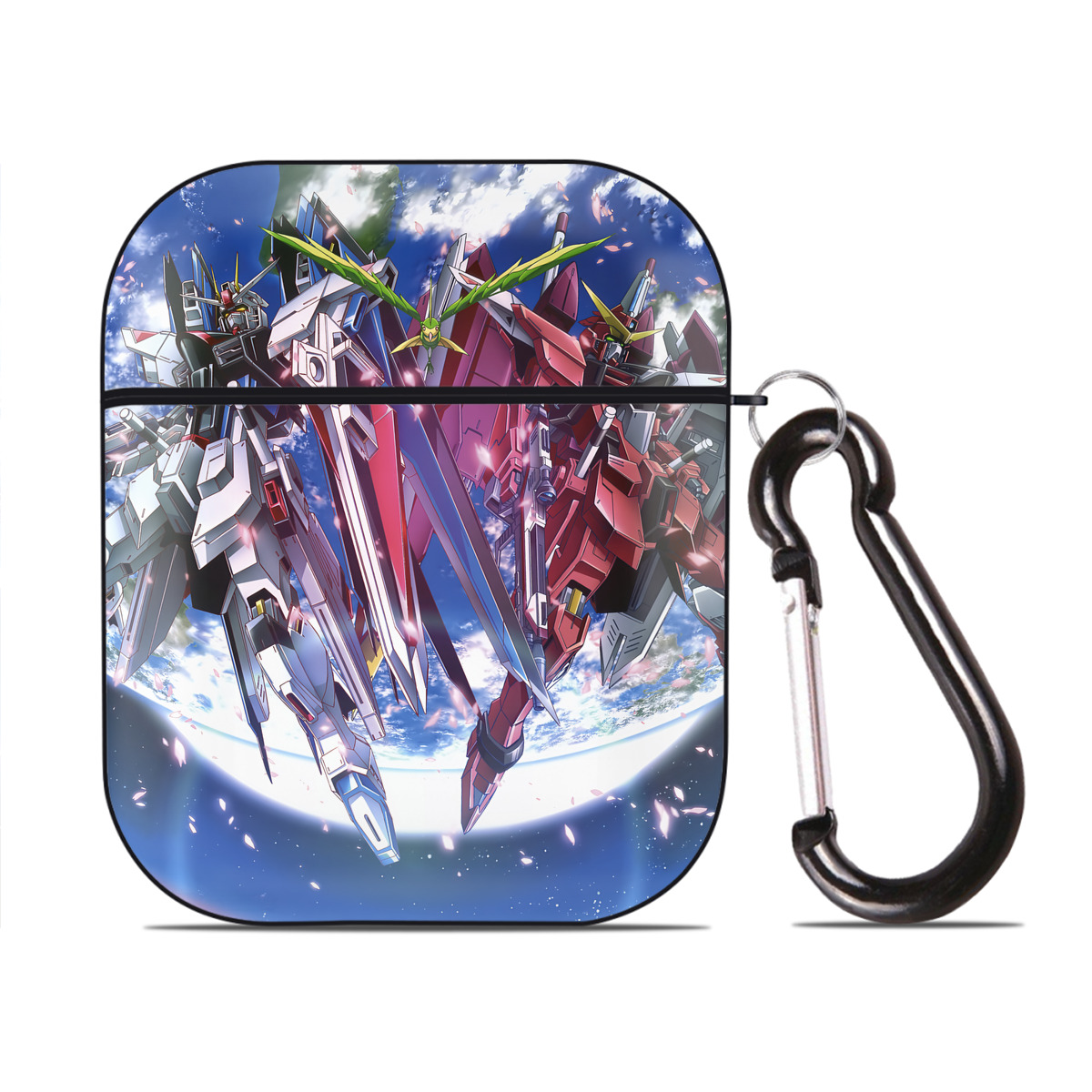 （画像用） 機動戦士ガンダム Mobile Suit Gundam AirPods 第2世代保護ケース ハードシェル ブラック 耐衝撃・防指紋・カラビナ付き