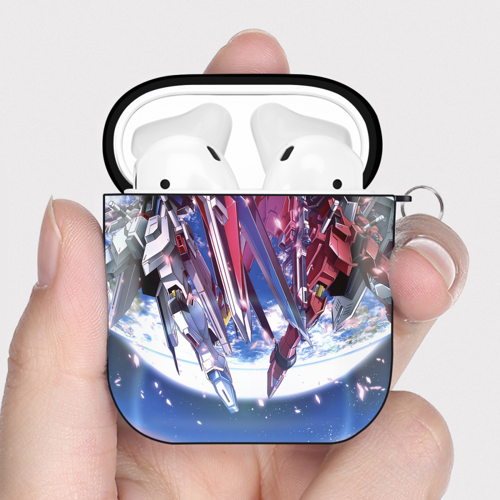 （画像用） 機動戦士ガンダム Mobile Suit Gundam AirPods 第2世代保護ケース ハードシェル ブラック 耐衝撃・防指紋・カラビナ付き